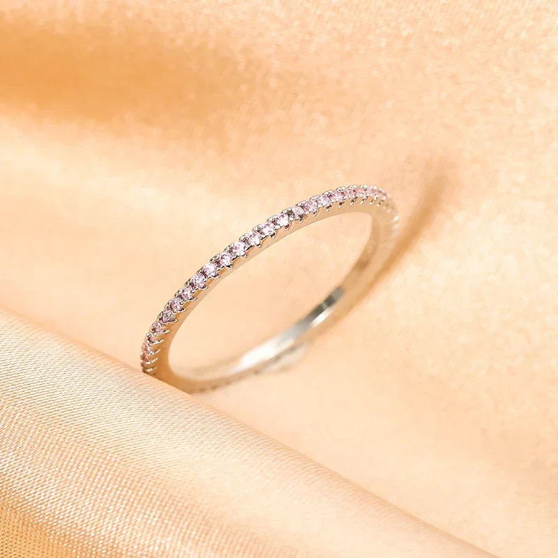 Milangirl Women's Jewelry Micro Pave Cz Zircon Crystal Wedding Band Eternity Stacking Ring Fashion  Anniversary Band