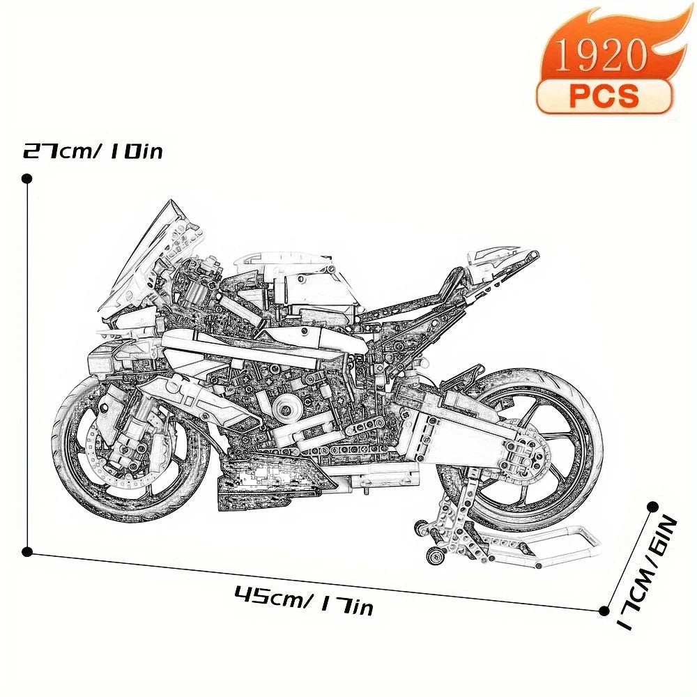 In stock Technical Motorcycle Motorbike Moc Modularize Create Ideas Building Blocks Model Toy Gift 1872pcs 42130