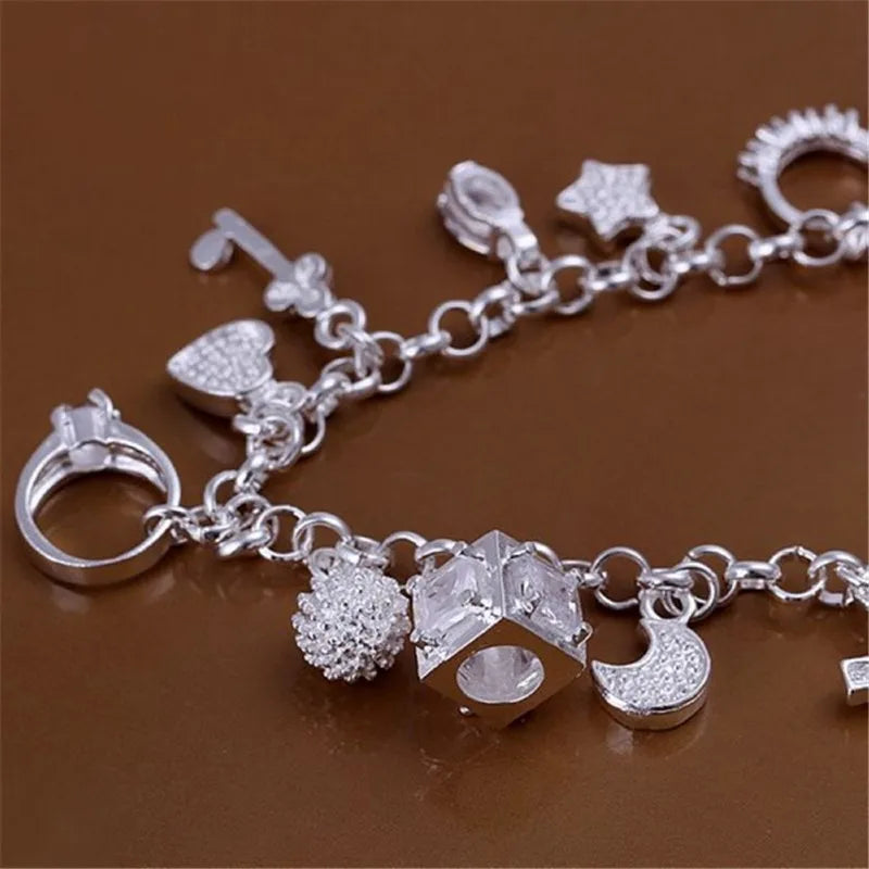 925 Sterling Silver Valentine Gift Charm Color Jewelry Fashion