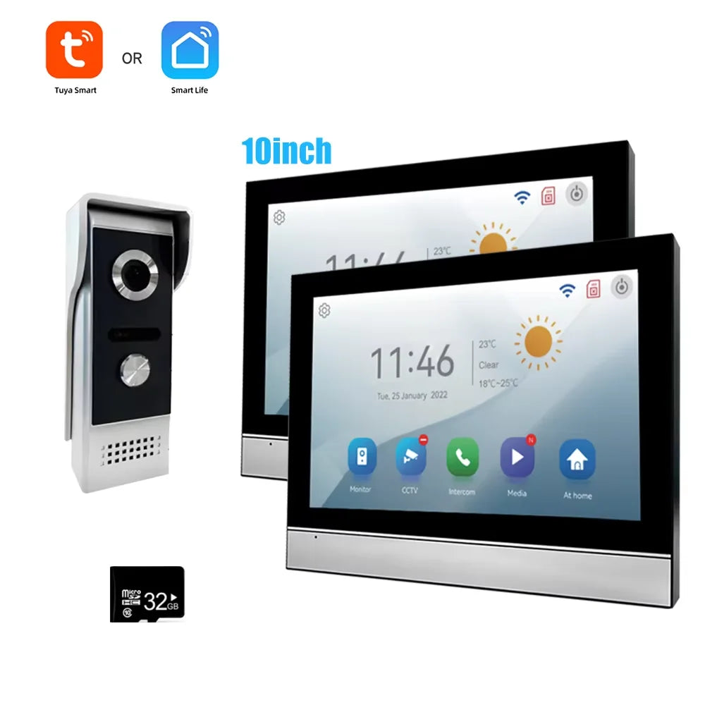 Tuya 1080P 7/10 inch Color Touch Screen WiFi Doorbell Intelligent APP Intercom Kit with Mobile Detection 128G Image Storage