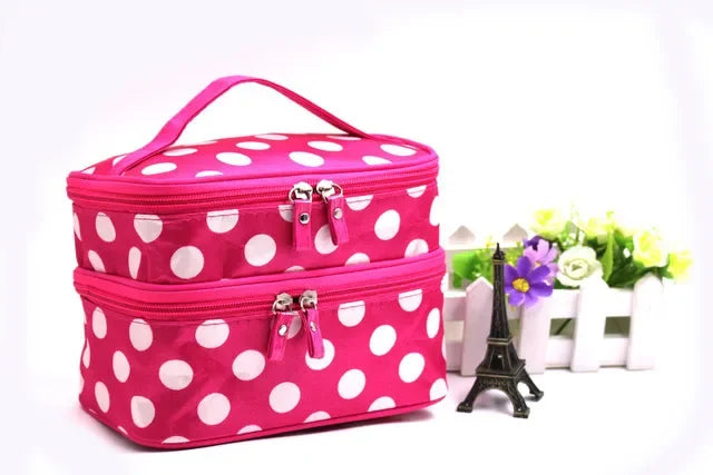 Large Capacity Makeup Bag Double Zip Women Cosmetic Bag Bathing Pouch Travel Toiletries Organizer Waterproof Storage Make Up Cas
