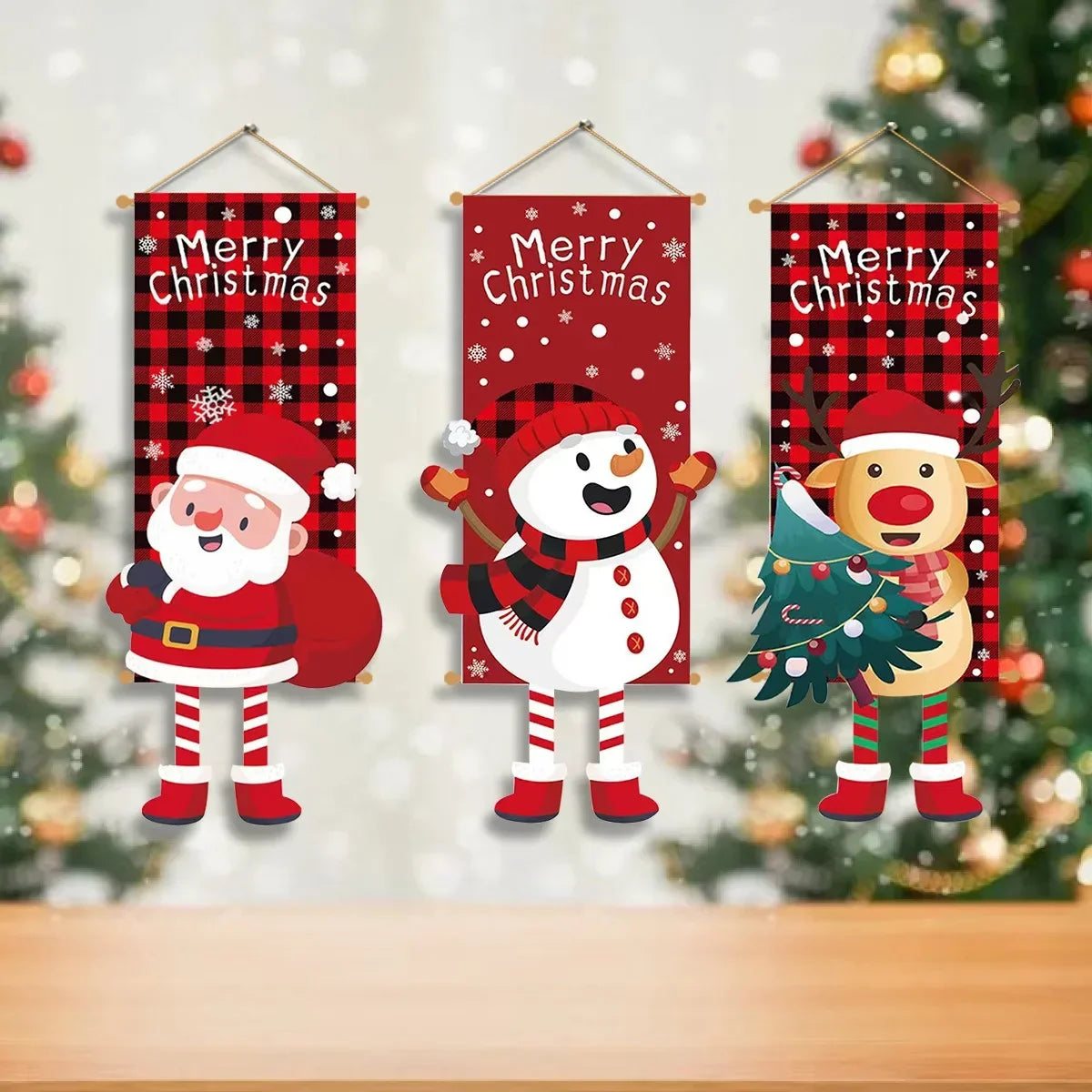 Christmas Long Leg Doll Hanging Banner Cartoon Santa Claus Snowman Elk Ornaments Xmas Bar Mall Decor Merry Christma 2024