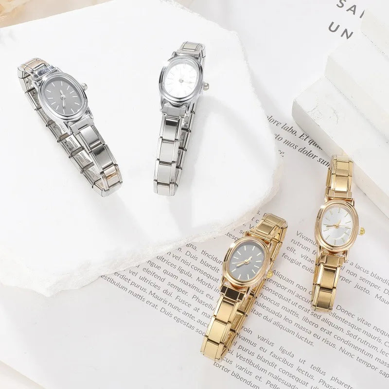 1PC 's Stainless Steel Round Simple Watch Bracelet Bangle for Friend