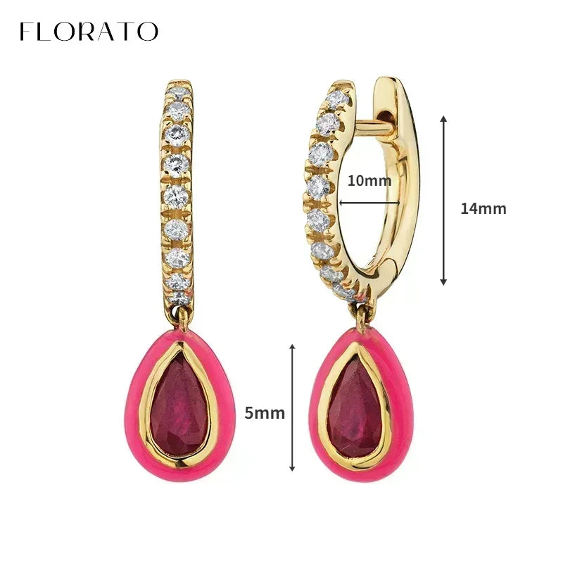 925 Sterling Silver Ear Needle Rose colors Zircon Hoop Geometric Pendant Earrings for women Luxury Fashion Wedding Jewellery2023