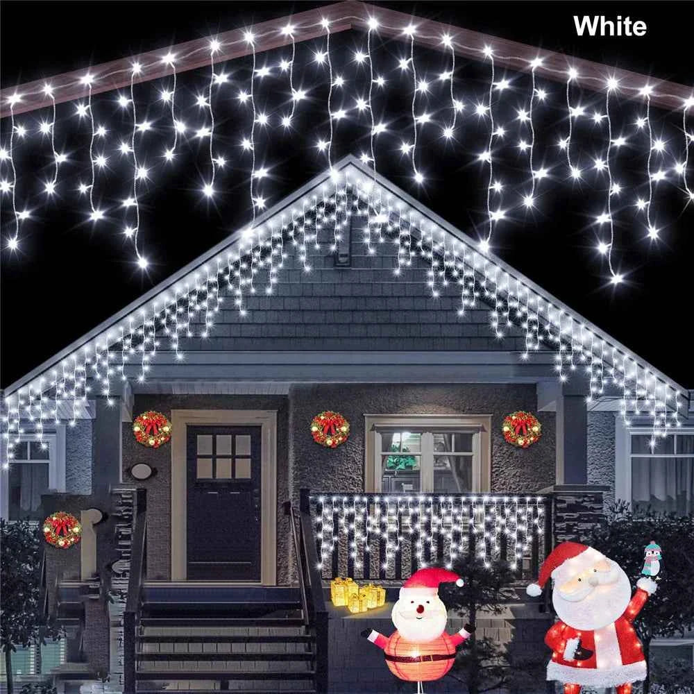 Solar Street Garden Decoration Solar Curtain Lighting Outdoor LED String Lights 3.5M/7.5M Waterproof Curtain Light