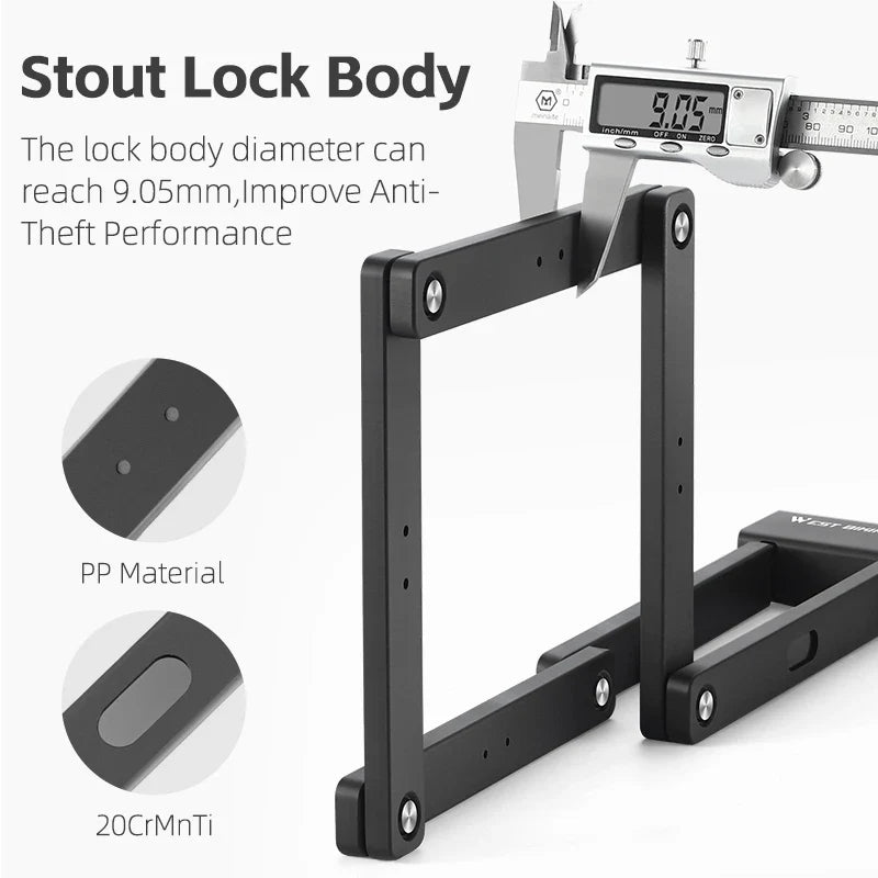 WEST BIKING Foldable Bike Lock Portable Anti-Theft Security Folding Padlock for MTB Road Bike E-bike Scooter Bicycle Accessories