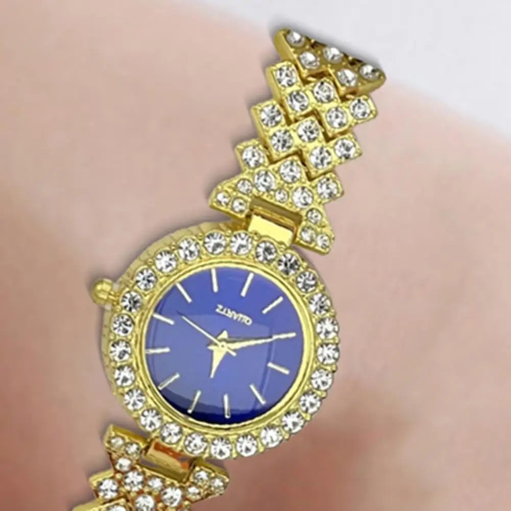 1 Set Women Jewelry Set with Gift Box Complete Collection of Quartz Watch Necklace Bracelet Ring Earring Set Golden Jewelry Gift