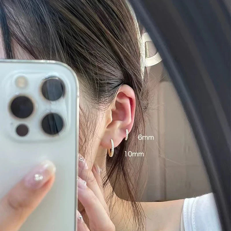 New 925 Sterling Silver Circle Zirconia Earrings Charm Personality Simple Style Earrings Birthday Gift For Women's Fine Jewelry