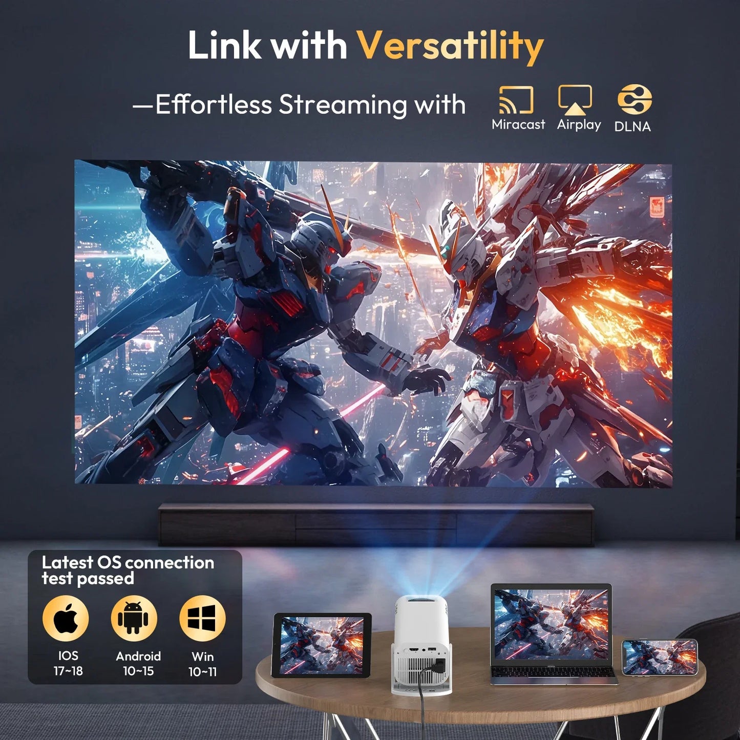 XGODY 260 ANSI 4K Projector Mini Projector Smart Android Keystone Correction Beamer Projectors BT5.0 WIFI6 Home Cinema Portable