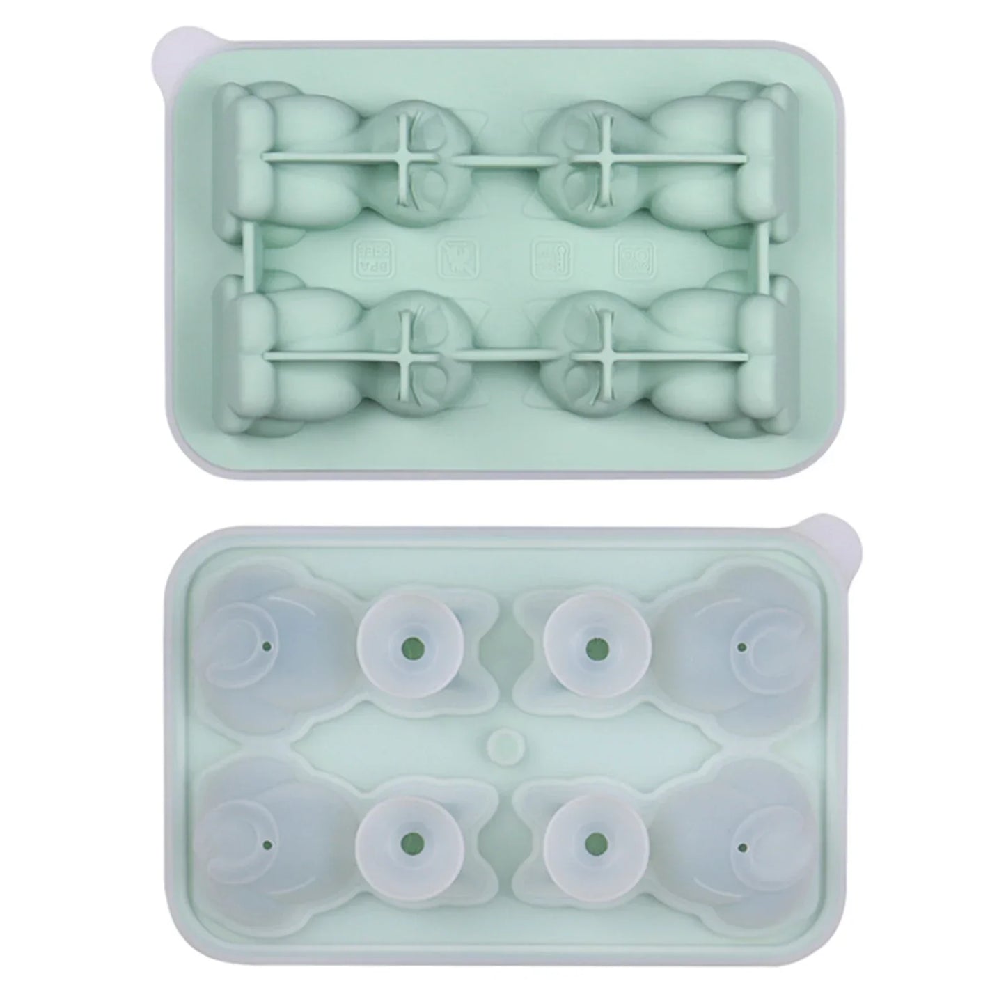 3D Cat Ice Cube Mold With Funnel Silicone, 4 Cavity Cat Ice Cube Trays For Whiskey, Wine, Cocktail.