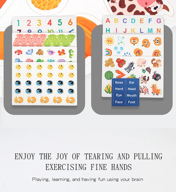 Montessori Busy Book Sticker Quiet Book for Kids Early Educational Toy Toddlers Matching Puzzles Game Baby Learning Toys Gifts