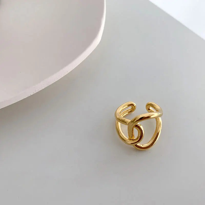 925 Sterling Silver Open Finger Mobius Ring Twist for Women Golden Rock Punk Lines Stackable Jewelry Gift Dropship Wholesale