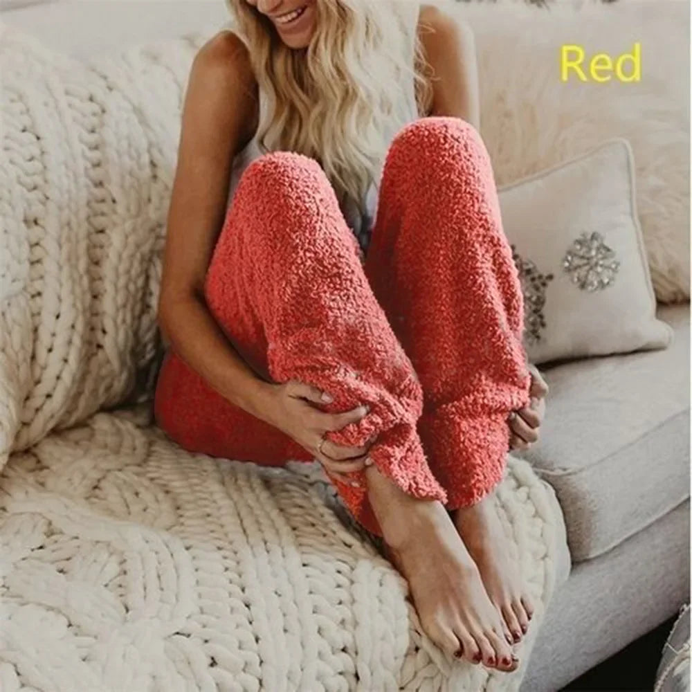 Warm Fleece Pants Women's Casual Home Trousers Coral Fleece Loose Comfortable Plush Pants Autumn Winter Female Clothes