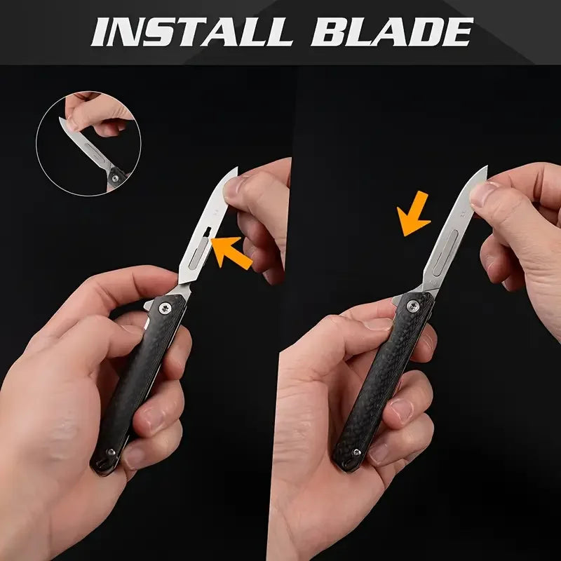 Carbon fiber folding surgical knife, sharp paper cutting knife, camping, unboxing, outdoor portable carving tool, 60 blade