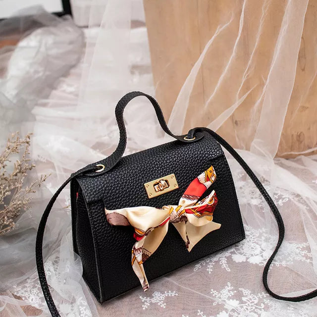 Leather Bow-Knot Shoulder Bag Messenger Purse Bag Women Single Strap Crossbody Handbag Purse Small 5 Colors
