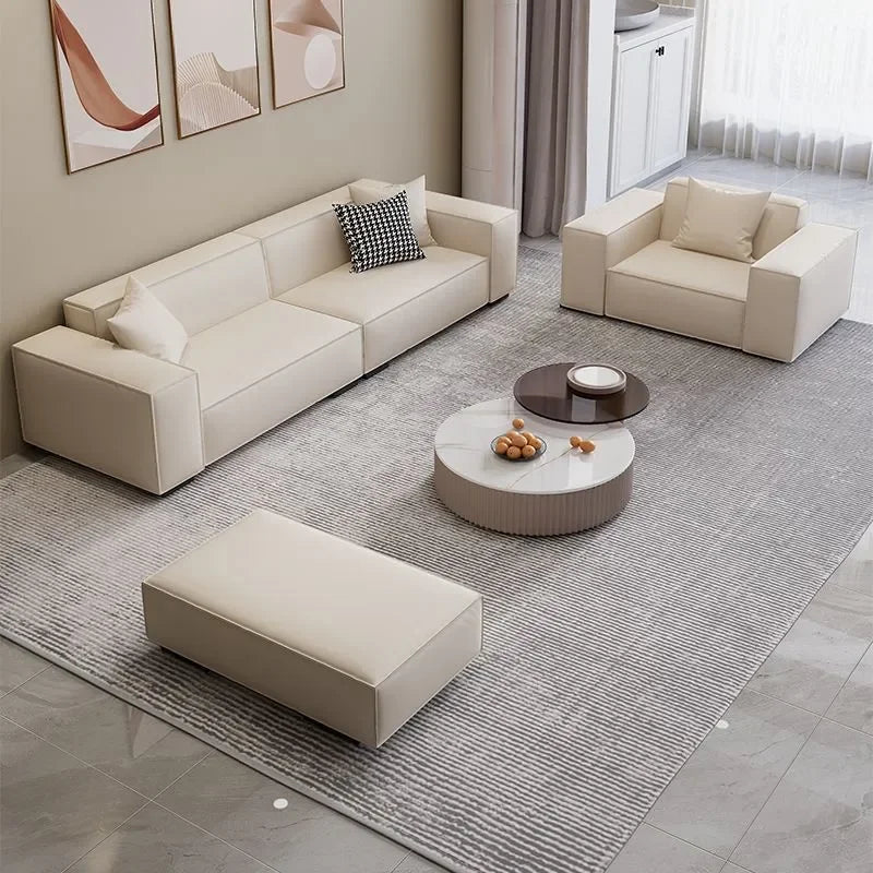 Italian Minimalist Fabric Sofa Compact Straight Design for Small Apartment Office Rental Room Modern Living Room Furniture