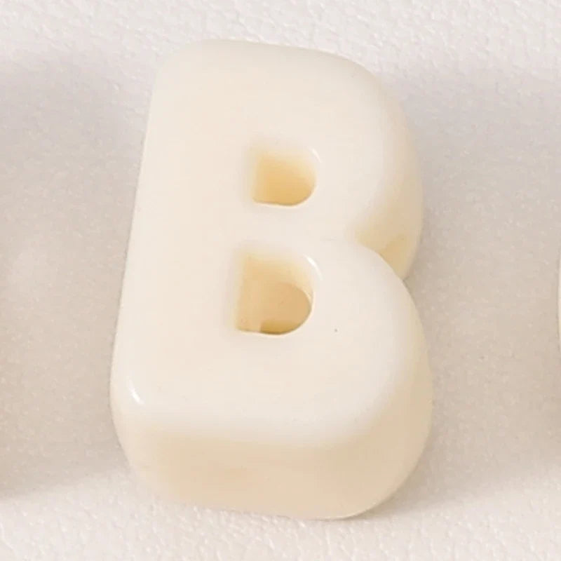 20pcs Beige Acrylic Large Hole Letter Loose Beads DIY Necklace