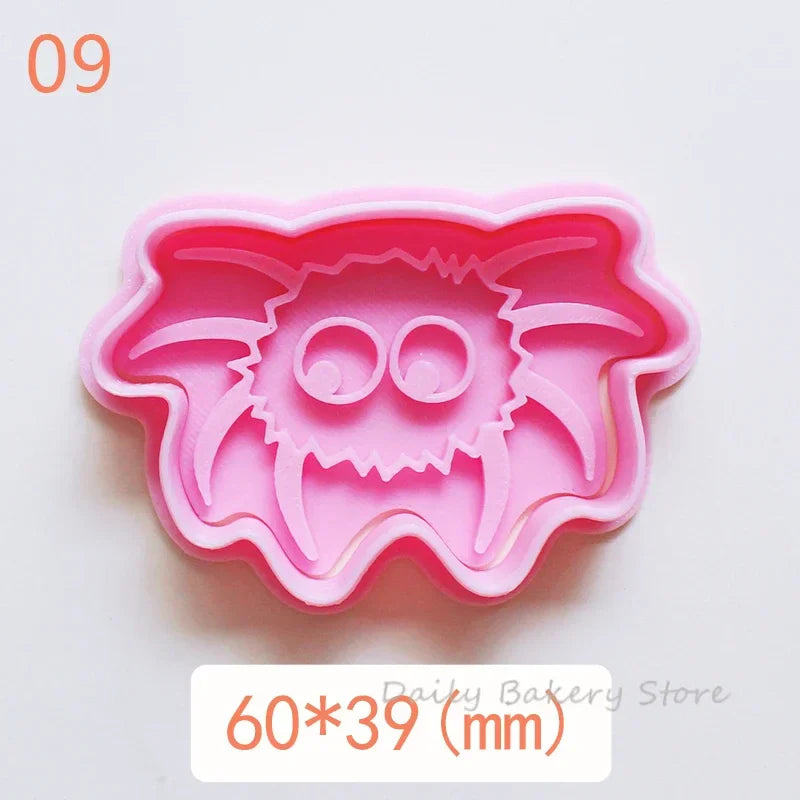 Halloween Skull Cookie Cutters PLA Cartoon Pressable Gingerbread Man Biscuit Stamp Chocolate Mold Cake Decorating Tools