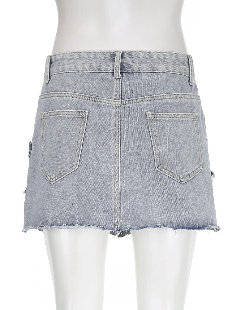 Cuteandpsycho Star Patchwork Y2K Korean Mini Skirts Casual Fashion Vintage A-line Women's Skirts Aesthetic Preppy Style Bottoms