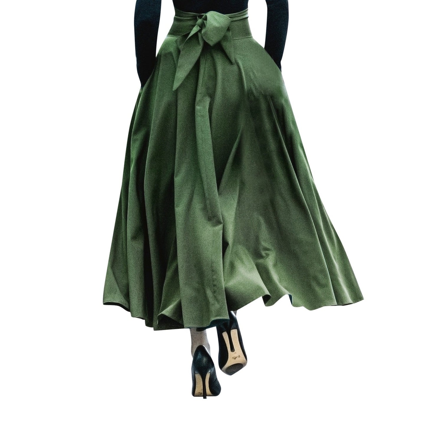 Elegant Bowknot Long Skirts 2024 New High Waist Umbrella Pleated Skirts Spring Solid Ladies Female Big Swing A Line Skirt Faldas