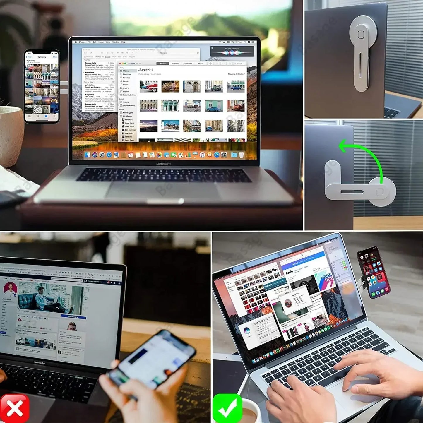 2025 Magnetic Laptop Phone Holder, Computer Monitor Side Cell Phone.  For iPhone 14 13 12 Series