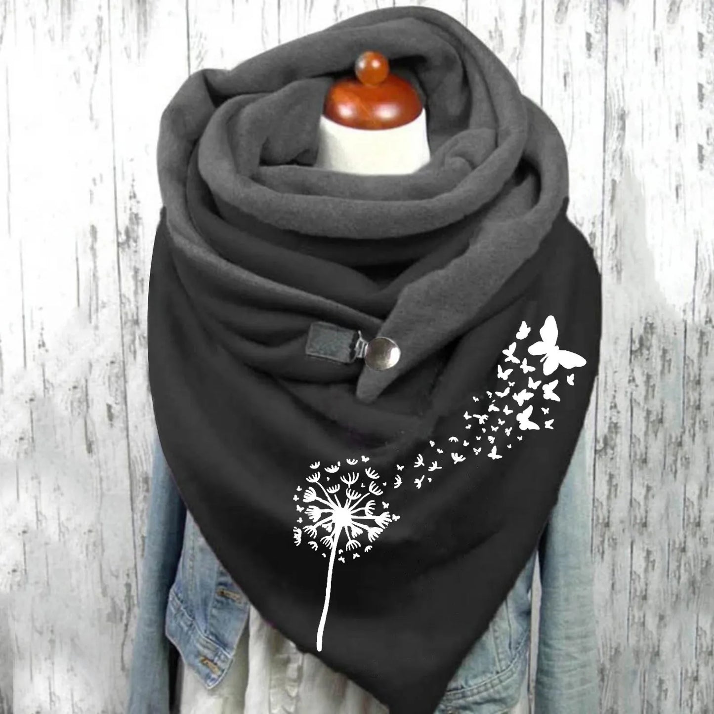 Fashion Scarf Graphic Music Note Print Square Scarves With Button Clasp Women Winter Warm Scarf Female Neck Warmer Blanket Wraps