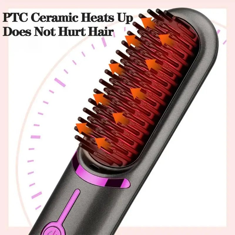 Hair Straightening Brush Fast Heating Cordless Curling Comb straightener brush Hair Styling Appliances Hot Comb Straightener