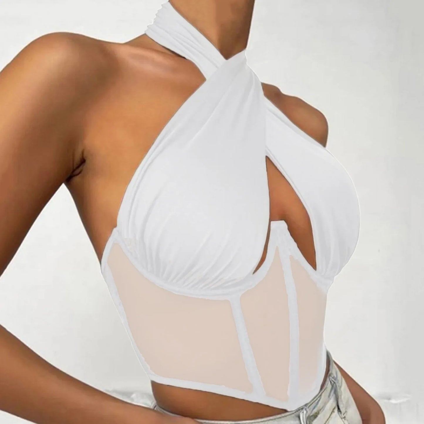 Women Sleeveless Fishbone Corset Vest Solid Hollow Out Cropped Top Summer Halter Backless Sexy Tops Y2k Camis Ropa De Mujer