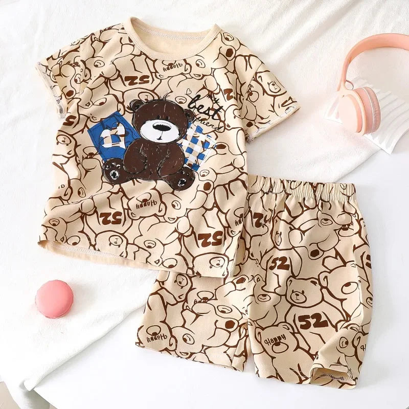 Children Sets Cartoon Printed Clothing Kids Clothes 2 Piece Suits Toddler Cute Casual Tracksuits Cotton Set
