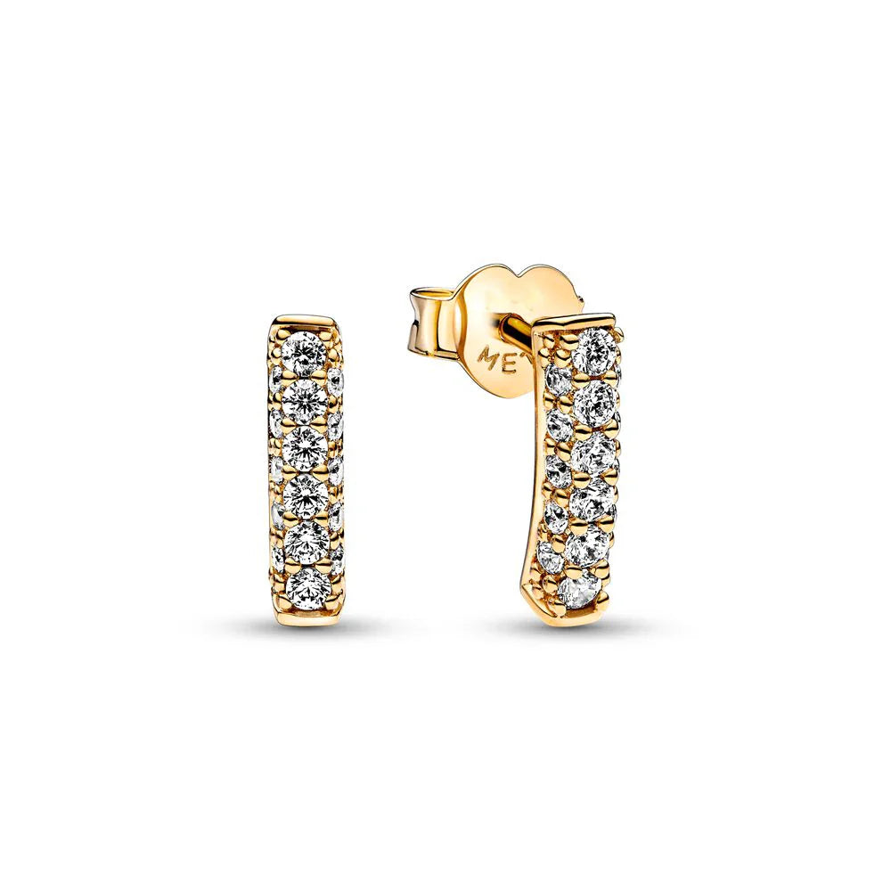 New 24K Gold Plated Pavé Heart Hoop Earring Huggie Hoop Earring 925 Silver Charm Hoop Earring Fine Jewelry Women DIY