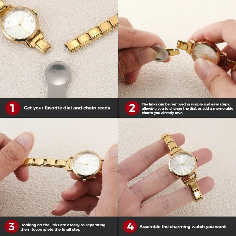 1PC 's Stainless Steel Round Simple Watch Bracelet Bangle for Friend