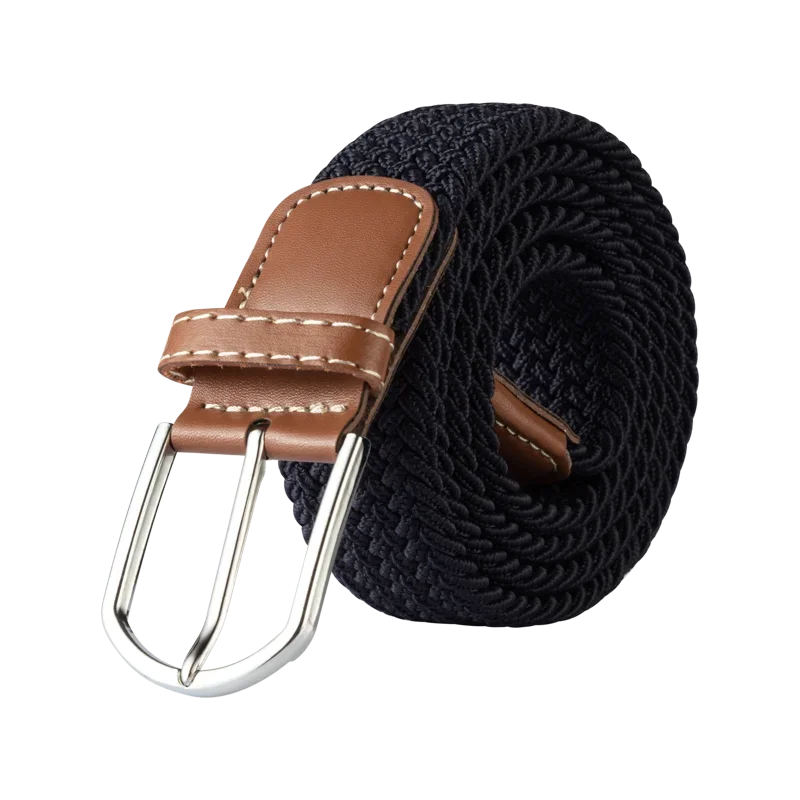 Black Female Casual Knitted Pin Buckle Men Belt Woven Canvas Elastic Expandable Braided Stretch Belts for Women Jeans Belts Belt