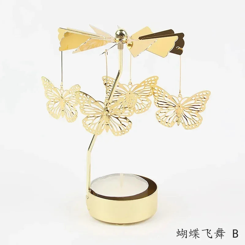 Multi-shape Rotating Candlesticks Snowflake Angel Romantic Tea Party Candle Holder Wedding Christmas Metal Home Decor