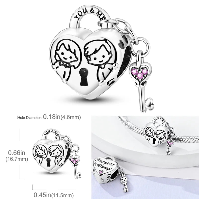 Charms Bead 925 Sterling Silver Pink Butterfly Luminous Firefly Dangle