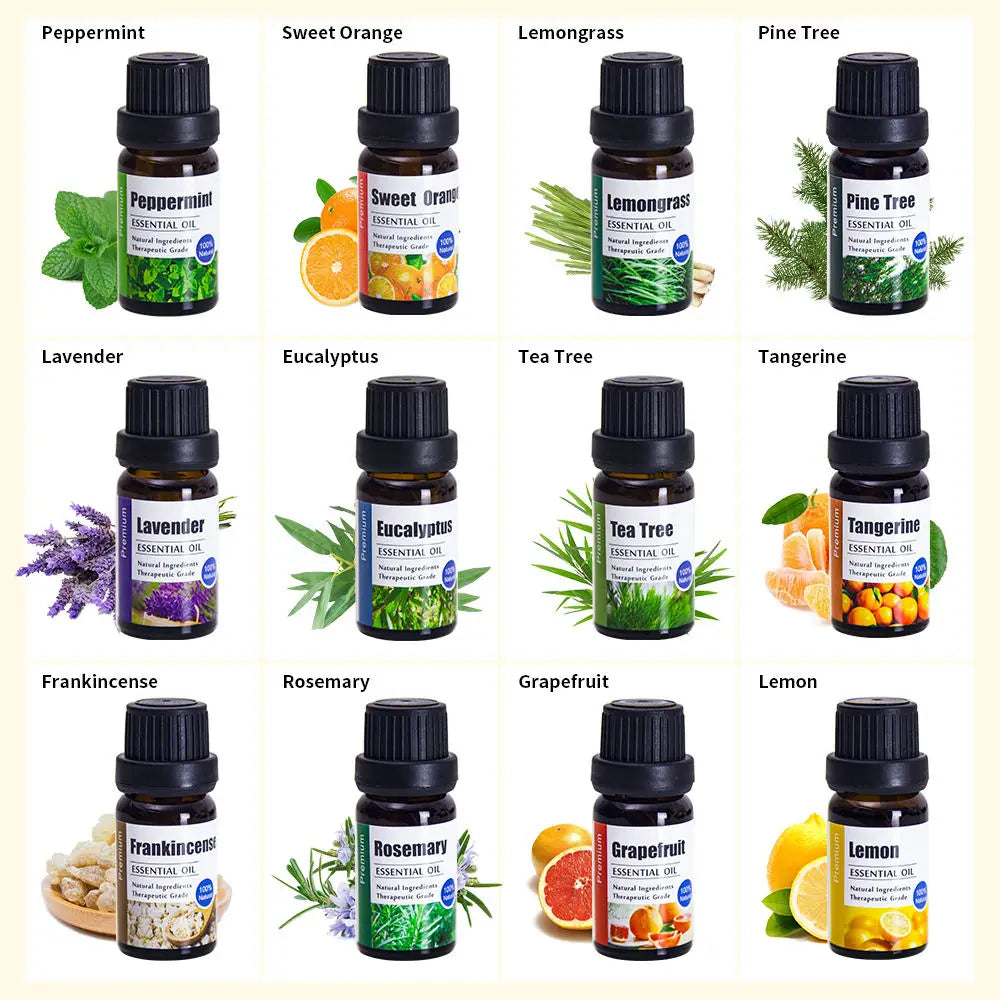 ERBOLO 10ml Pure Nature Plant Essential Oil Plant-derived Essential Oil for Humidifier Diffuser/Diy Candle/Yoga/Massage Etc.