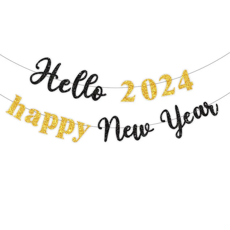 New Year 2024 number foil Balloon Hello 2024 New Year banner Balloon 2024 new year decor balloon Happy New Year Party Decoration