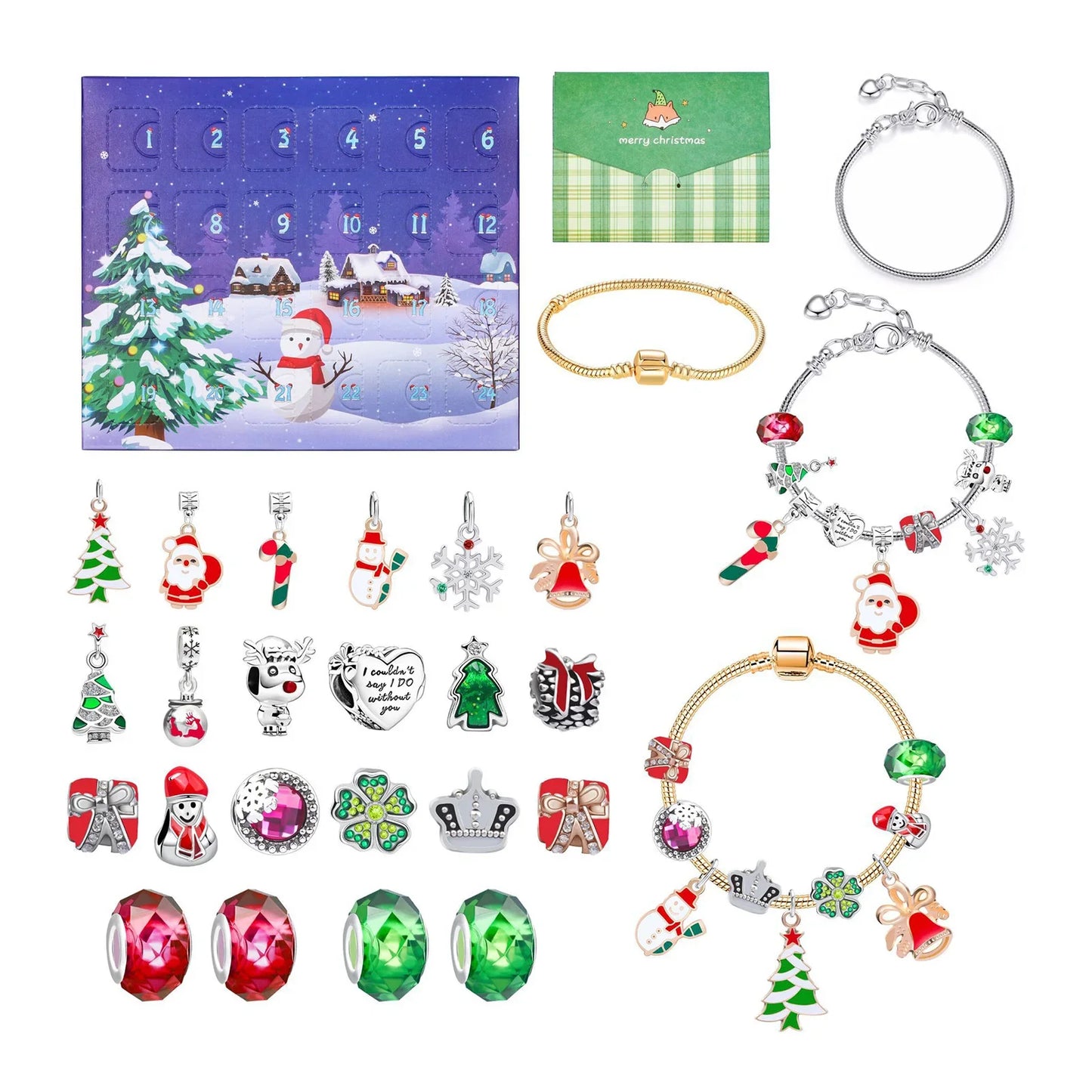 24-Grid Christmas Advents DIY Bracelet Gift Box Personalized Holiday Gift Box Toys For Kids Teens Boys Girls Beads Accesories