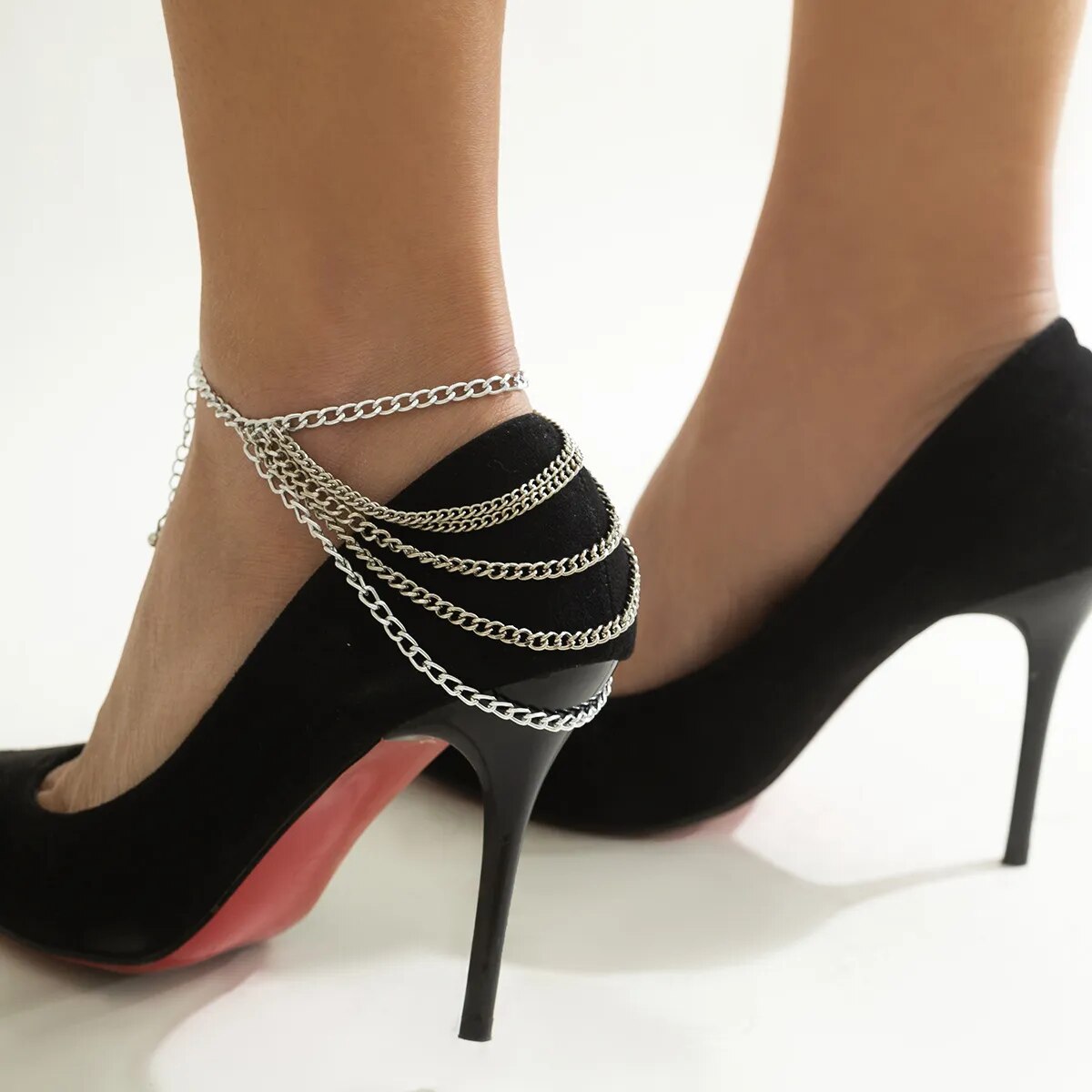 New 1 PC Multilayer Link Chain Tassel Anklets for Women Bracelet on the Leg Decoration on Foot Sandals Beach Accessories