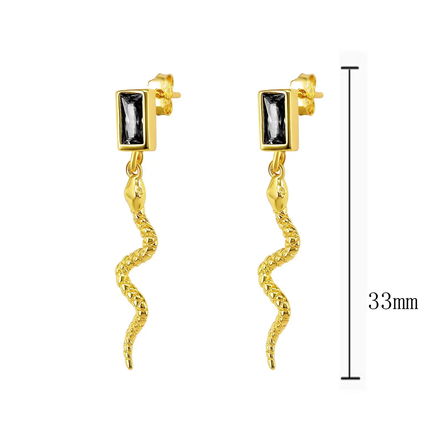 925 Sterling Silver Needle Pave Crystal Snake Type Stud Earrings for Women Simple Cute Animal Earrings Fashion Delicate Jewelry