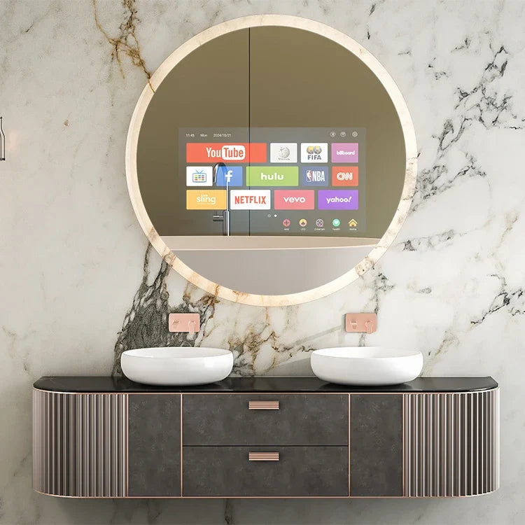 Factory Sale Modern Android Fitness Magic Mirror Smart LED TV Mirror IP65 Rated Touch Switch Full Function For Bathroom Salon
