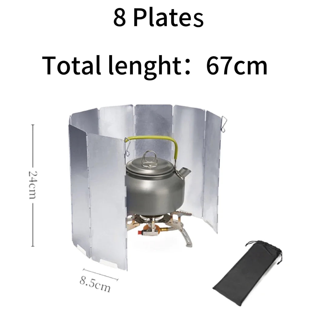 8/10/12/14/16plates Stove Windscreen Aluminum Alloy Stove Wind Shield