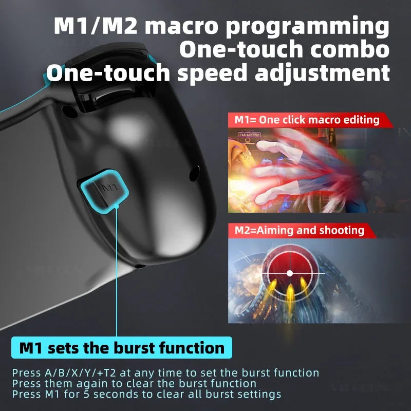 D3 Mobile Gamepad Wireless Game Controller for Cell Phone for iphone/Samsung/Android/Switch Stretching Joystick with Turbo Macro