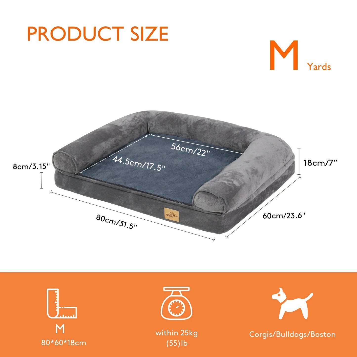 Extra Large Cozy Sofa-type Dog Bed Sponge Foam Base Pet Crate Bed Couch Bedding with Bolster, Waterproof Cover