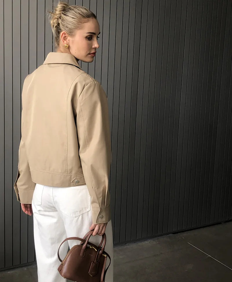 2023 Women Fall / Autumn Cotton Short Trench Jacket and Coat Casual Outerwear