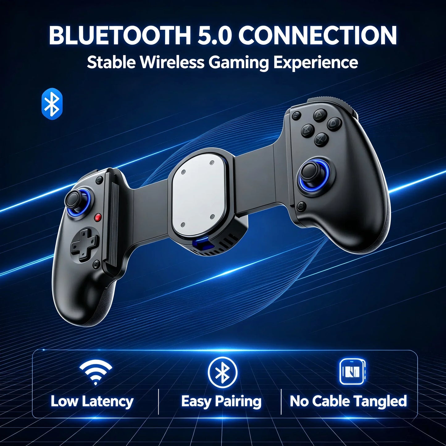 Bluetooth Mobile Game Controller for Switch/iOS/Android/Tablets Wireless Gamepad- Hall Effect D11 Telescopic Joysticks for PC