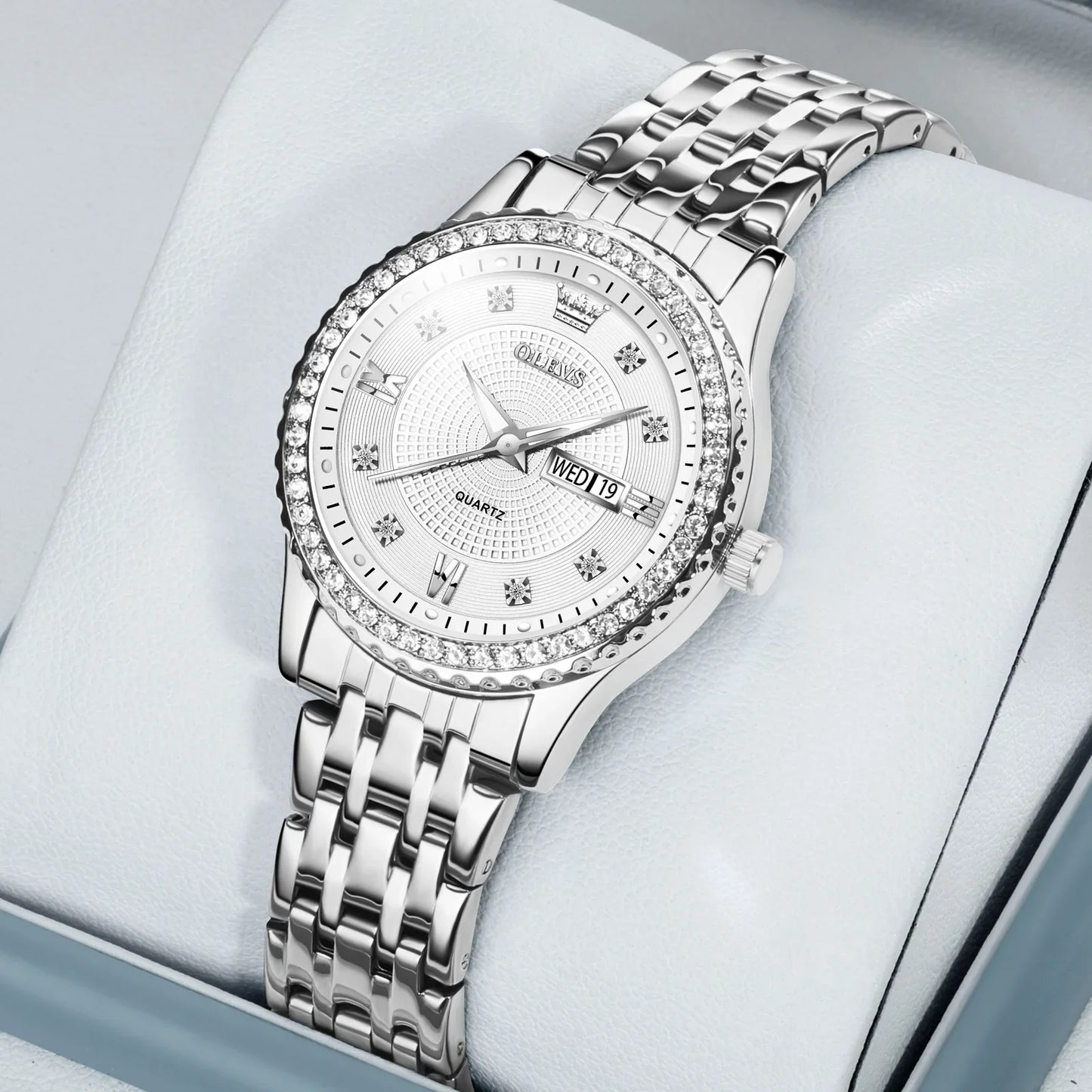 OLEVS Luxury Quartz Watch for Women Stainless Steel Elegant Women's Watches Luminous Waterproof Original Fashion Lady Wristwatch