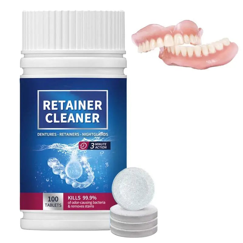 Oral Cleaning Care 100 Tabs Denture Cleaner Tablet Cleansing Tablet For False Tooth Cleaning Tablet For Retainer Fresh Breath