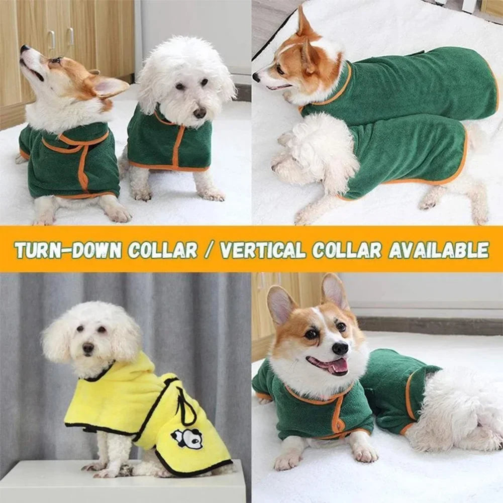 Dog Bathrobe Bath Towel Robe Absorbent Soft Towel for Large Medium Small Dog Quick Dry Adjustable Drying Coat Pet Accessories