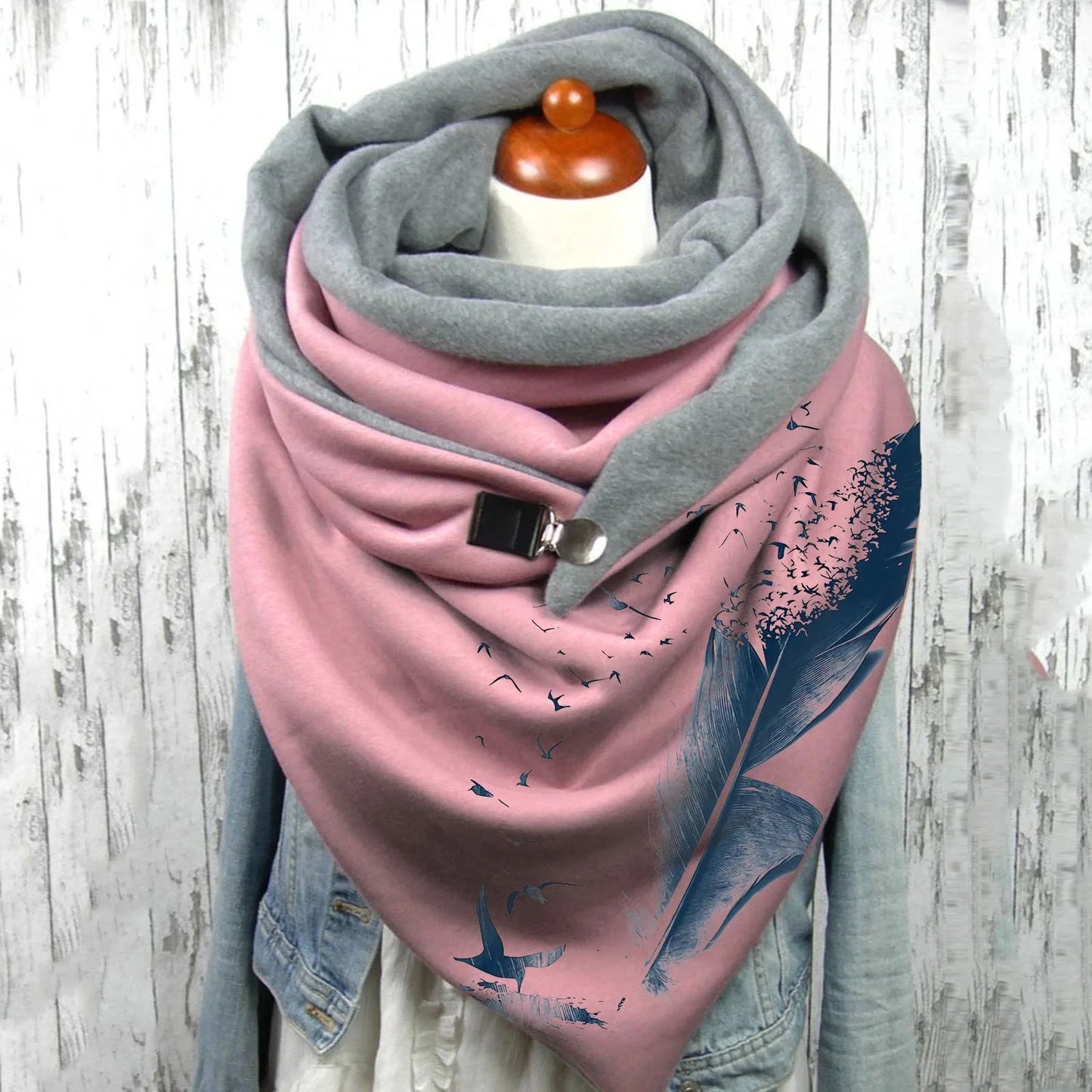 Fashion Scarf Graphic Music Note Print Square Scarves With Button Clasp Women Winter Warm Scarf Female Neck Warmer Blanket Wraps