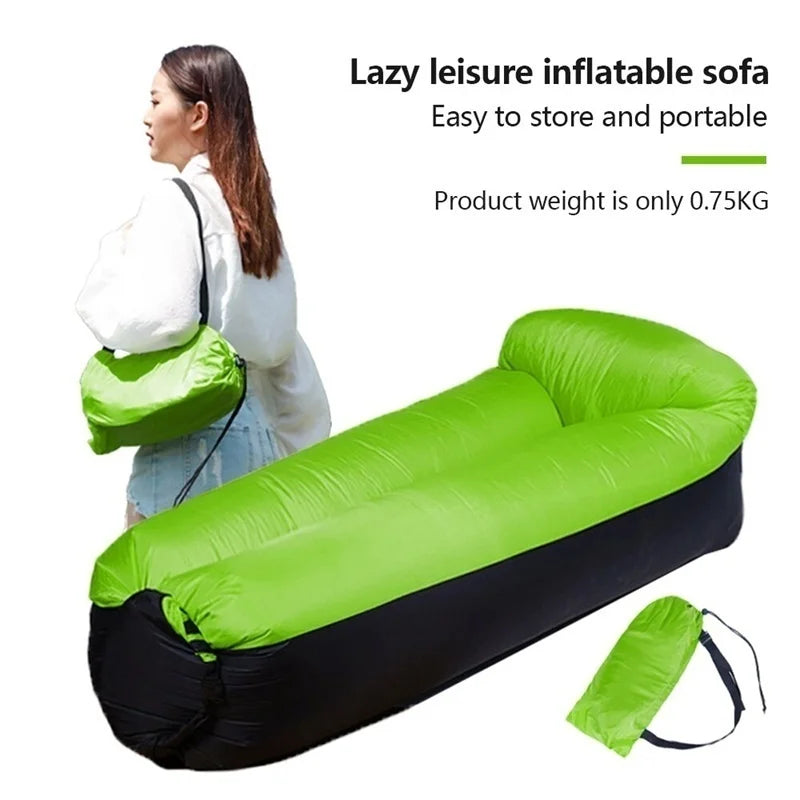 Portable Camping Lazy Inflatable Sofa Air Cushion PVC Lounger Seat Bean Bag Lounge Air Mattress Domestic Outdoor Ultralight Mat